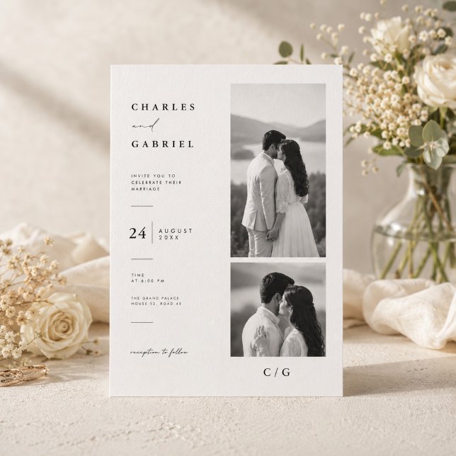 Elegant Photo Collage Wedding Invitation. Invitation (Creator Uploaded)