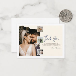 Elegant photo collage wedding Thank you Card