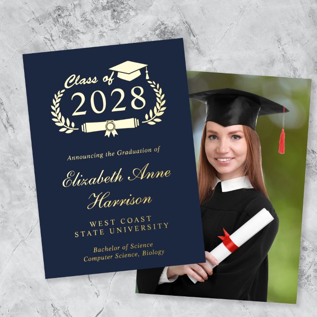 Elegant Photo College Graduation Foil Announcement (An elegant college graduation foil announcement to celebrate the graduate's achievements)