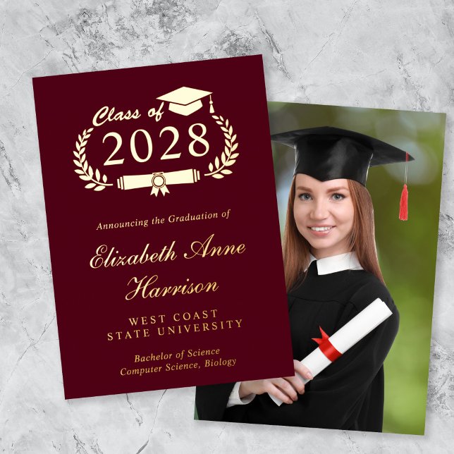 Elegant Photo College Graduation Foil Announcement (An elegant college graduation foil announcement to celebrate the graduate's achievements)