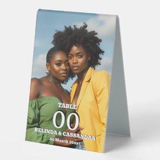 Elegant Photo Couple Shower Table Number Stand
