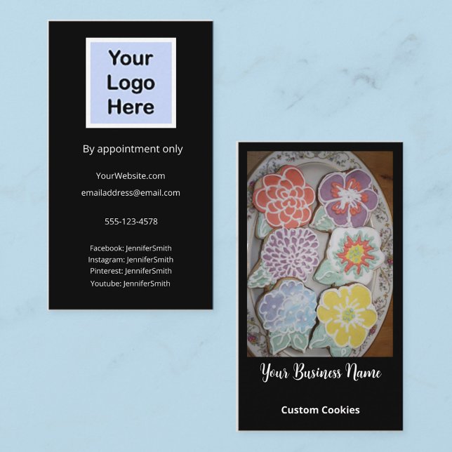 Elegant Photo Custom Cookies Bakery Custom Logo Business Card (Creator Uploaded)