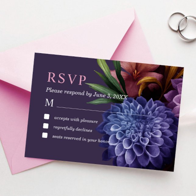 Elegant Photo Dahlia Minimalist Wedding RSVP Card (Creator Uploaded)