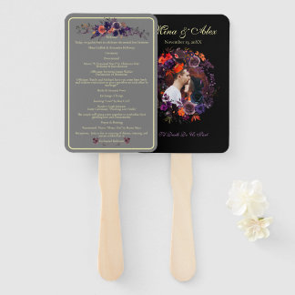 Elegant Photo Dark Autumn Floral Wedding Hand Fan