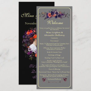 Elegant Photo Dark Autumn Floral Wedding  Programme