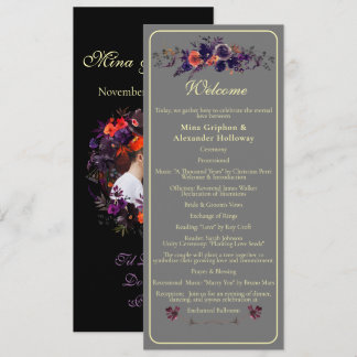 Elegant Photo Dark Autumn Floral Wedding Programme