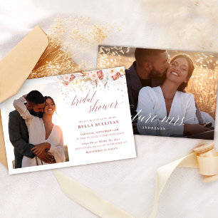 Elegant Photo Dusty Rose Floral Bridal Shower Invitation