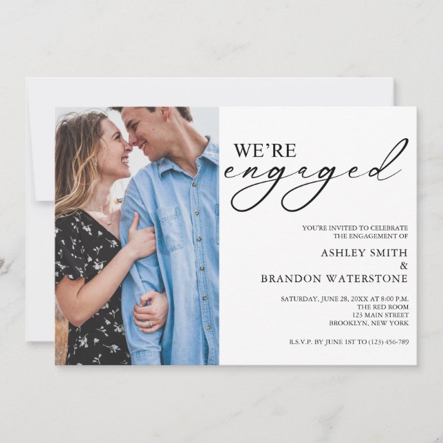 Elegant Photo Engagement Party Invitation (Front)