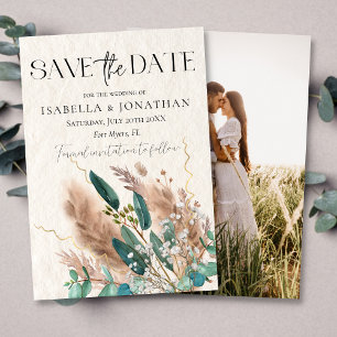 Elegant Photo Eucalyptus & Pampas Grass Wedding Save The Date