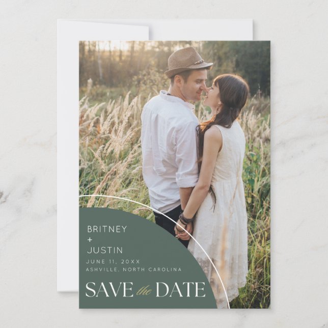 Elegant Photo Fall Wedding QR Code Save The Date (Front)