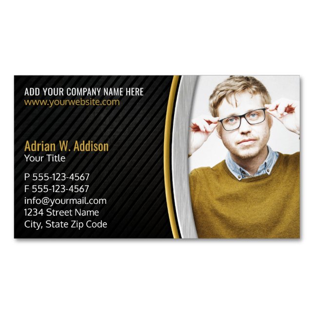Elegant Photo Financial Tax Accountant Broker Magnetic Business Card (Front)
