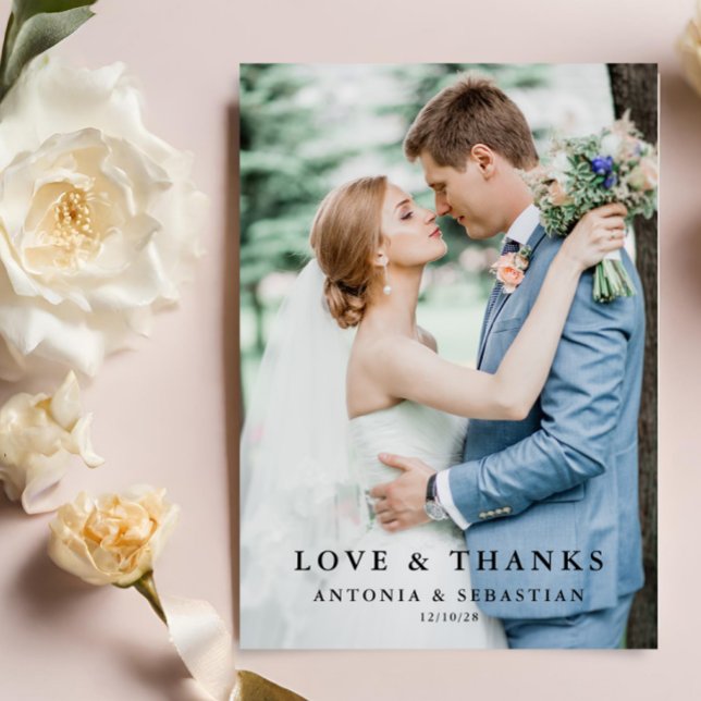 Elegant Photo Flat Wedding Thank You Card (Creator Uploaded)