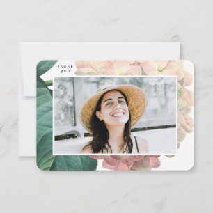 Elegant Photo Floral Senior College Grad Thank You Card