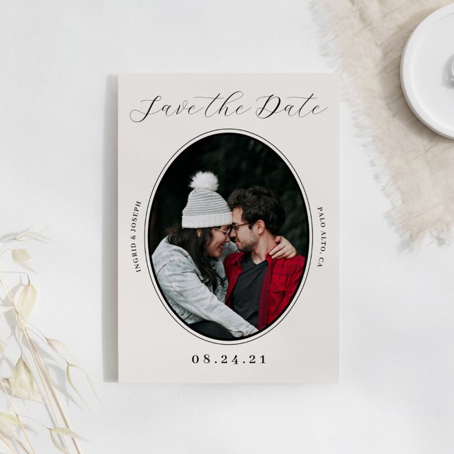 Elegant Photo Frame Flat Save The Date Card (Creator Uploaded)