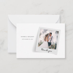 Elegant Photo Frame Script Wedding Thank You Card