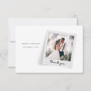 Elegant Photo Frame Script Wedding Thank You Card