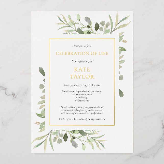 Elegant Photo Funeral Celebration of Life Gold (Front)