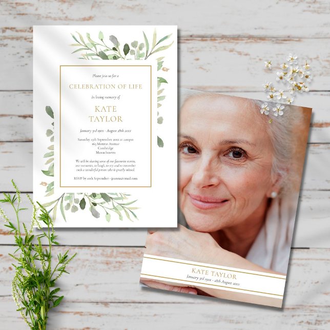 Elegant Photo Funeral Celebration of Life Invitation (Creator Uploaded)