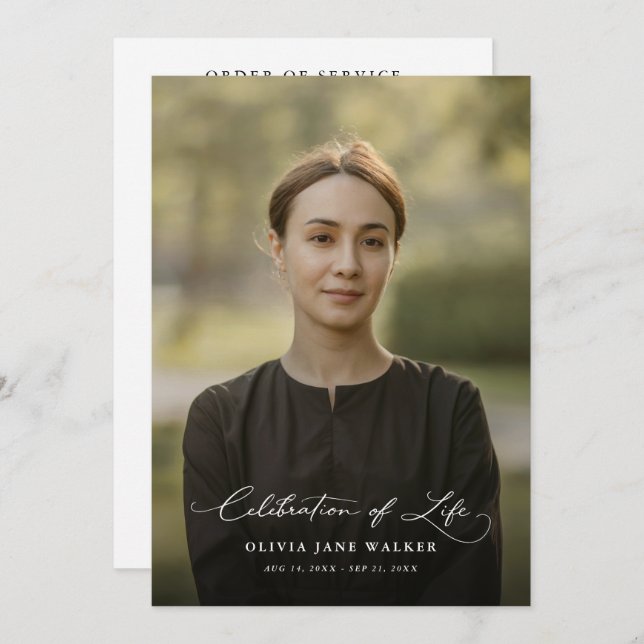 Elegant Photo Funeral Memorial Order Of Service Programme (Front/Back)