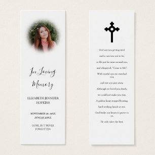 Elegant Photo Funeral Memorial Poem Bookmark Card