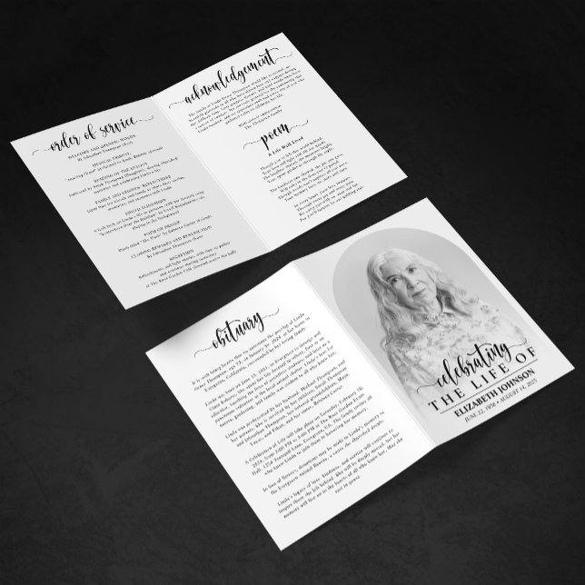 Elegant Photo Funeral Memorial Programme (Creator Uploaded)