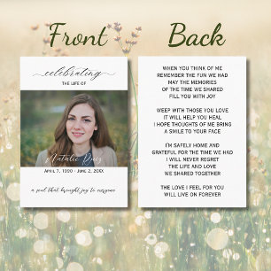 Elegant Photo Funeral Prayer Card