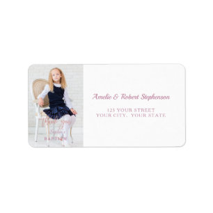Elegant Photo Girl Gold Cross First Holy Communion Label