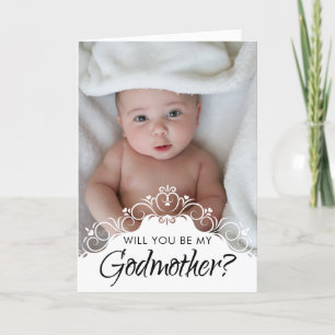 Elegant Photo Godmother Proposal Card