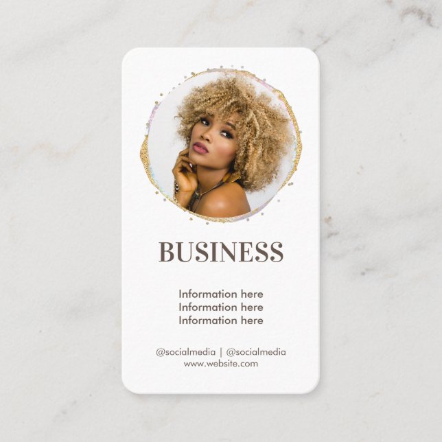 Elegant Photo Gold Beauty Salon Social Media Business Card (Front)