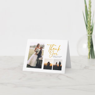 Elegant Photo Gold Hand Lettered Wedding Thank You Note Card