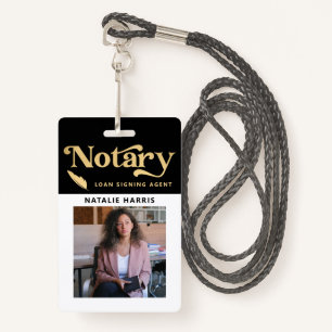 Elegant Photo Gold Notary Loan Agent  Badge ID Badge