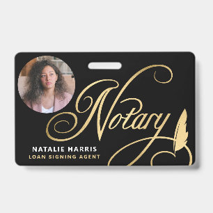Elegant Photo Gold Notary Loan Agent Badge ID Badge