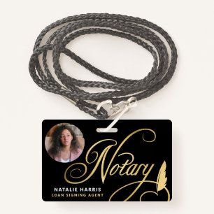 Elegant Photo Gold Notary Loan Agent  Badge ID Badge