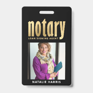 Elegant Photo Gold Notary Loan Agent Badge ID Badge