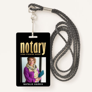 Elegant Photo Gold Notary Loan Agent  Badge ID Badge