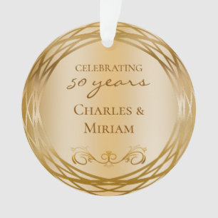Elegant Photo Golden 50th Wedding Anniversary Gift Ornament