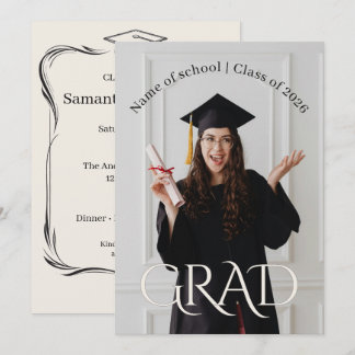 Elegant Photo Grad Party | Modern Minimalist Grad  Invitation
