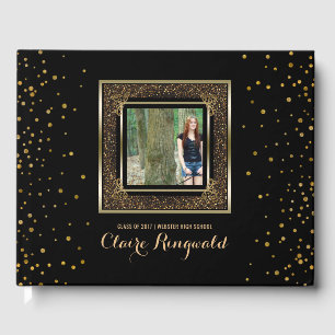 Elegant Photo Graduation Party   Glam Gold Glitter Guest Book
