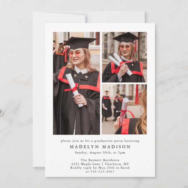 Elegant Photo Graduation Party Invitation (Back)