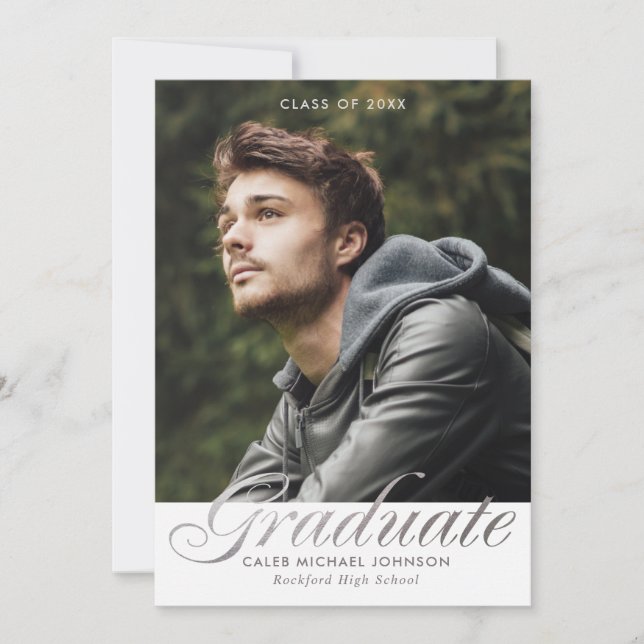 Elegant Photo Graduation Party Invitation Card (Front)