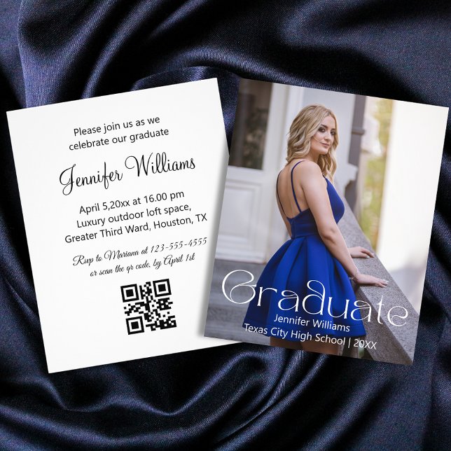 elegant photo graduation party qr code invitation flyer (Creator Uploaded)