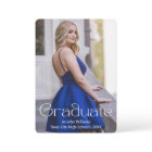 elegant photo graduation party qr code rsvp blue