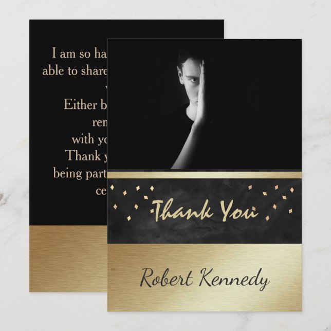 Elegant photo Graduation Thank You Card (Front/Back)