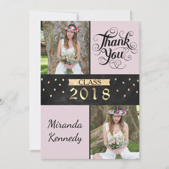 Elegant photo Graduation Thank You Card (Front)
