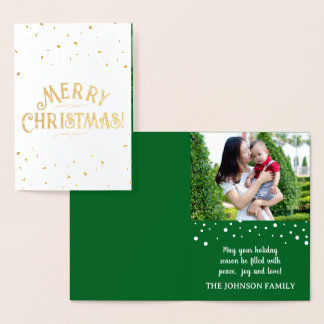 Elegant Photo Green Christmas Gold/Silver  Foil Card