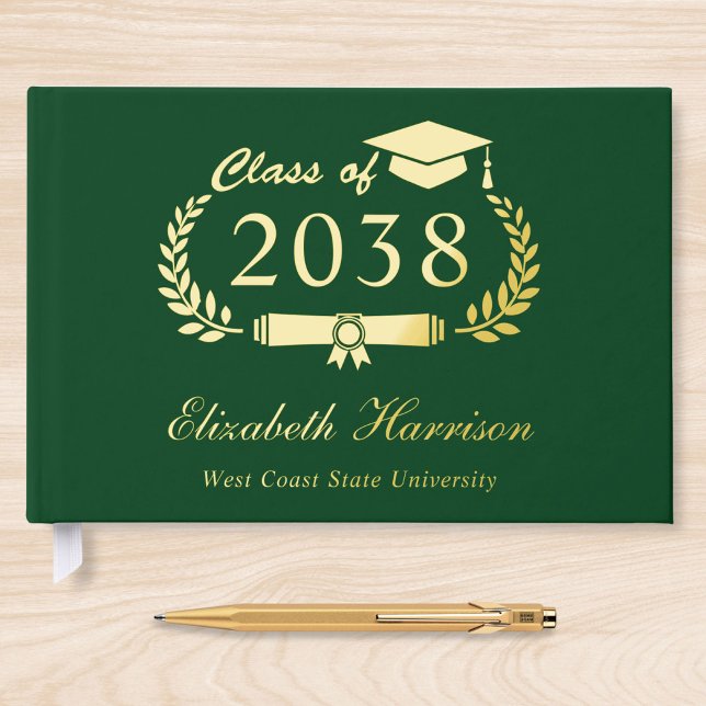 Elegant Photo Green Graduation Party Guest Book (Creator Uploaded)