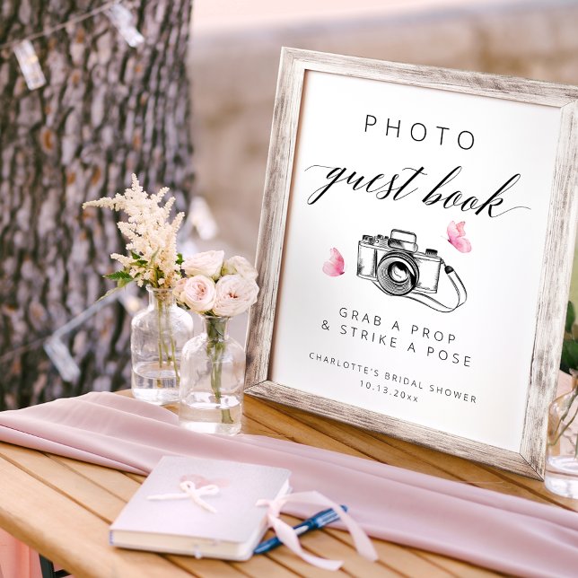 Elegant Photo Guest Book Bridal Shower Sign (Creator Uploaded)