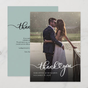 Elegant Photo Hand-Lettered Wedding Thank You Card