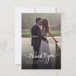 Elegant Photo Hand-Lettered Wedding Thank You Card