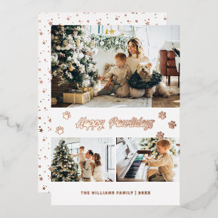 Elegant Photo Happy Pawlidays Rose Gold Foil Holiday Card